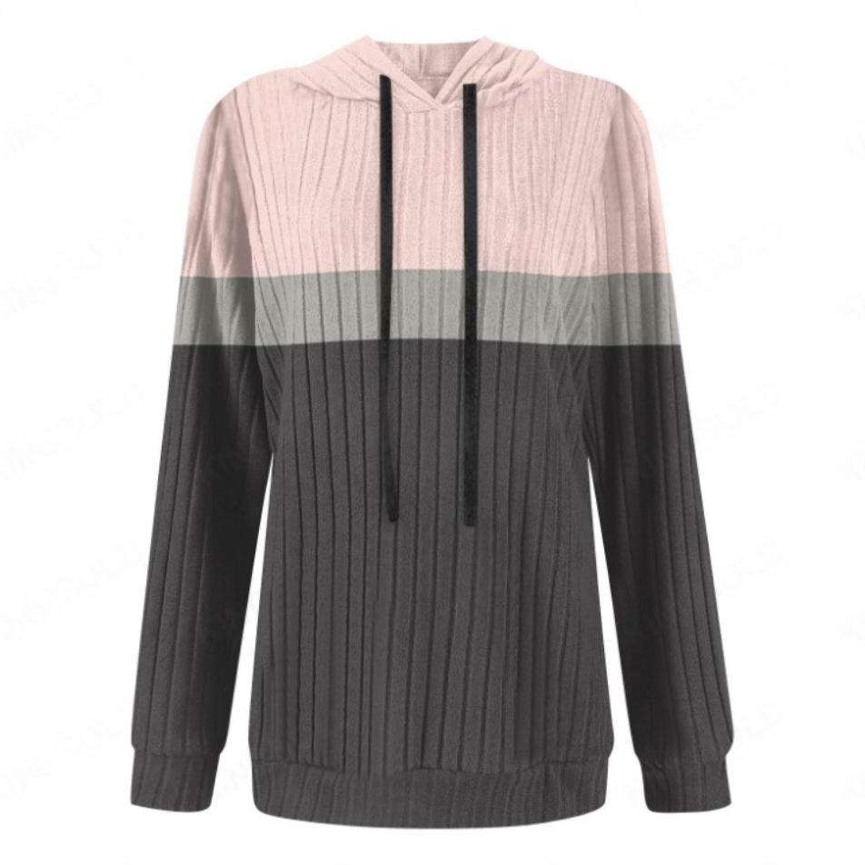 Color Block Knitted Long Sleeve Warm Casual Pullover Top